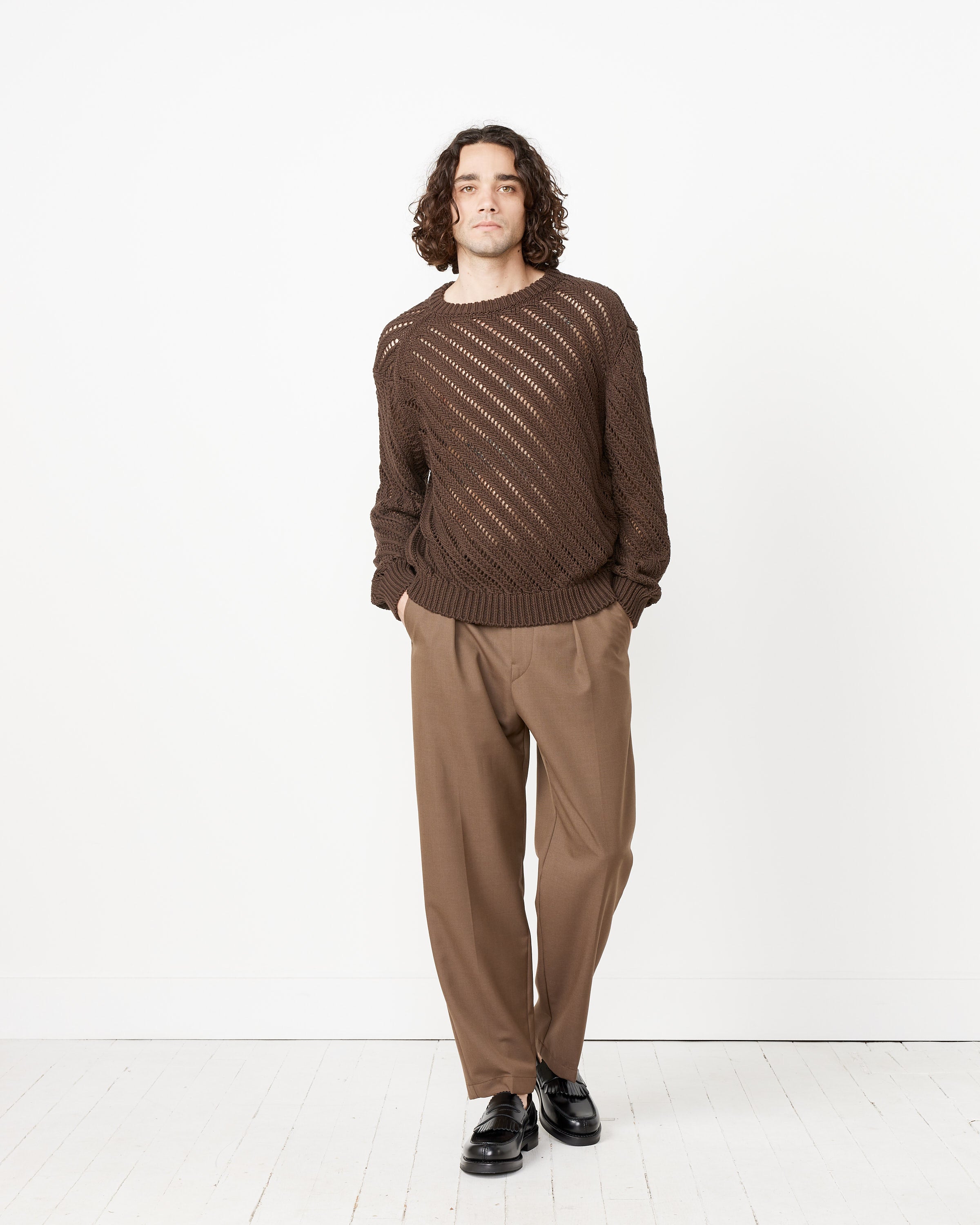 Diagonal Openwork Jumper