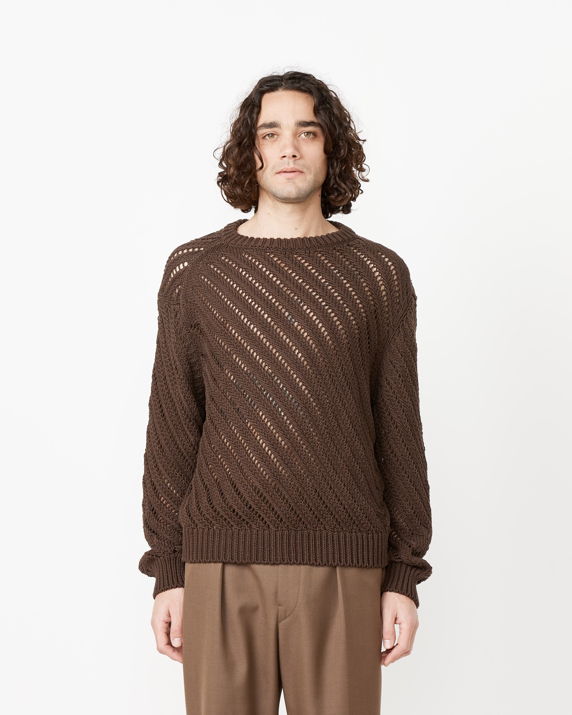 Diagonal Openwork Jumper