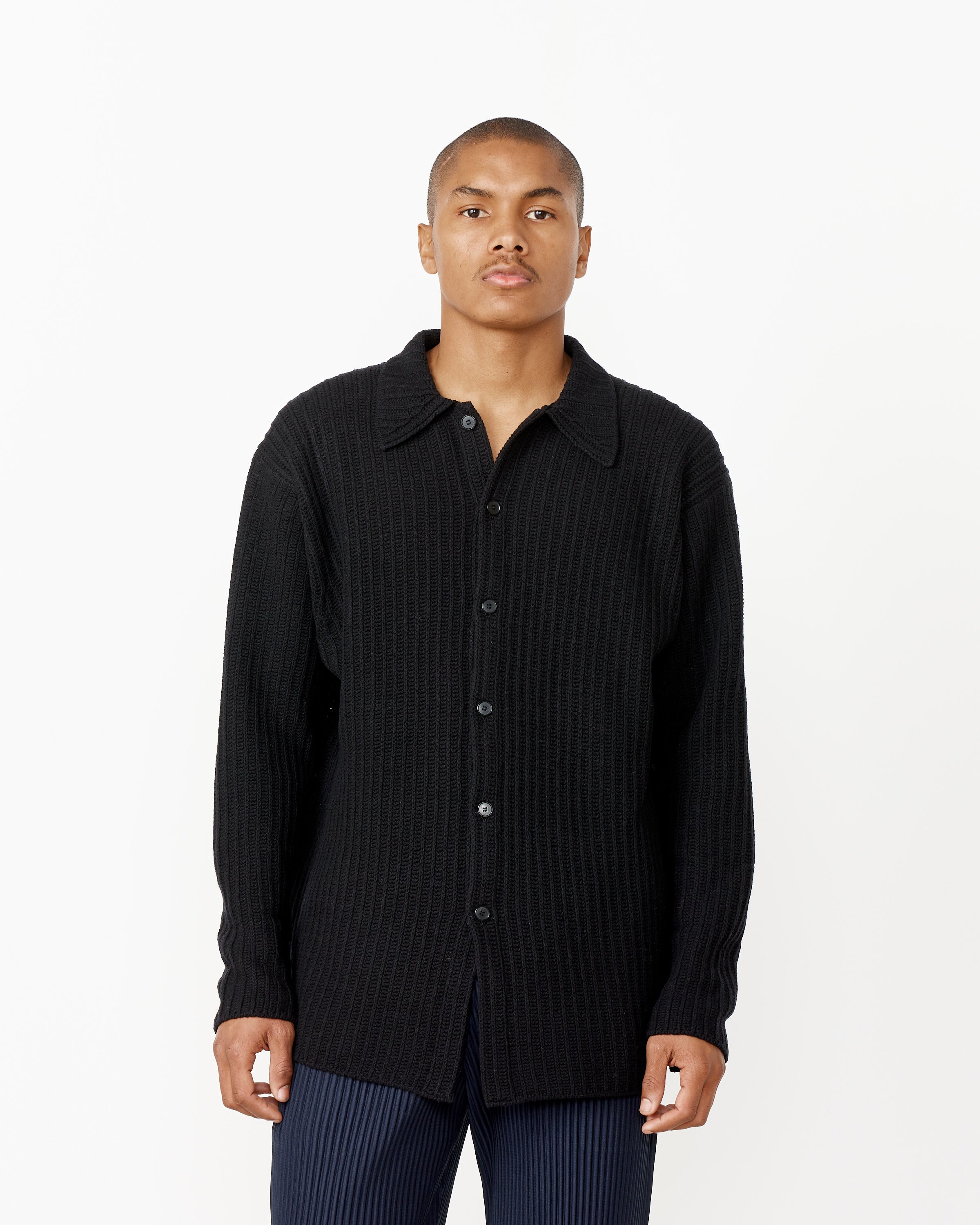 Brushed Cotton Wool Rib Knit Shirt