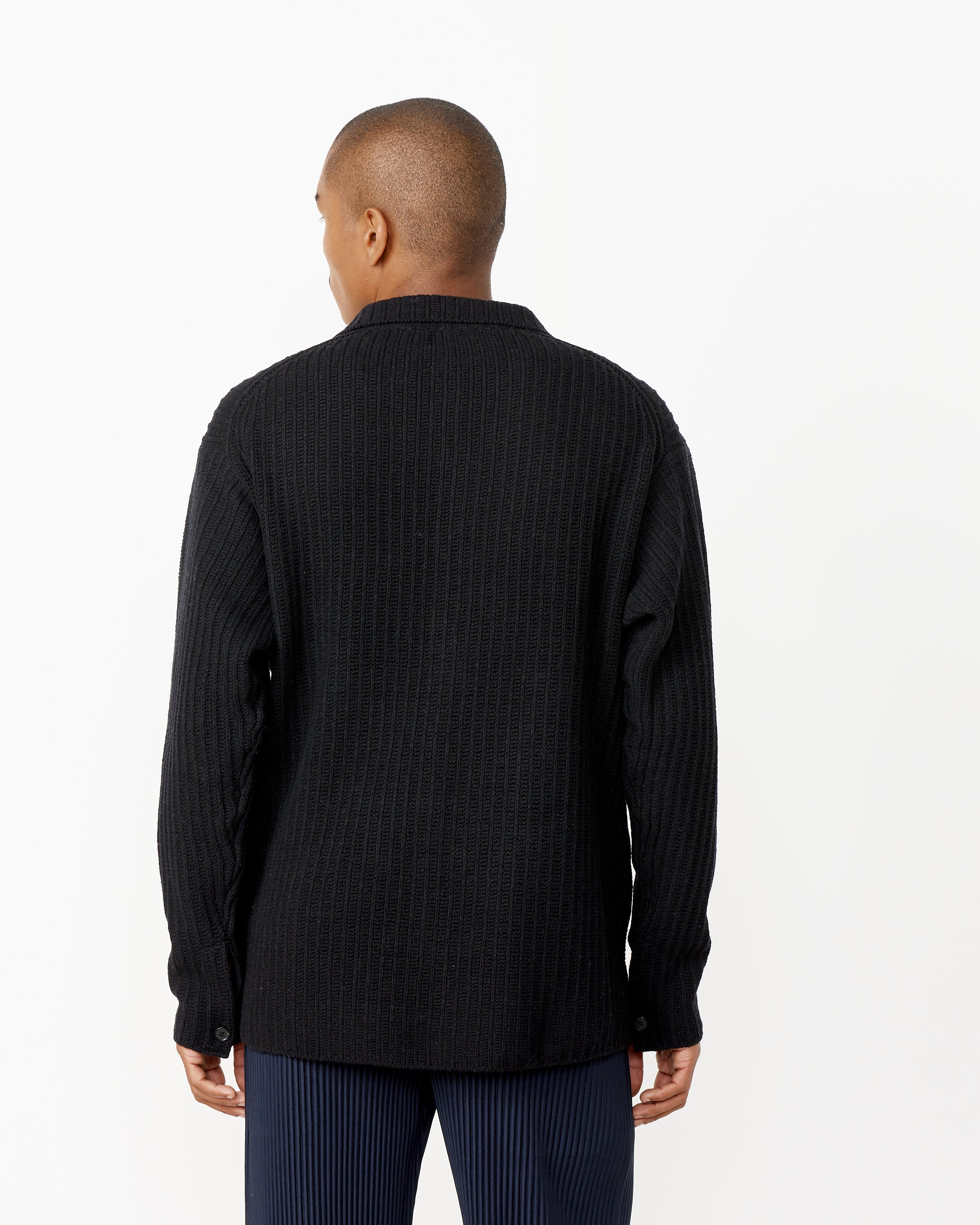 Brushed Cotton Wool Rib Knit Shirt