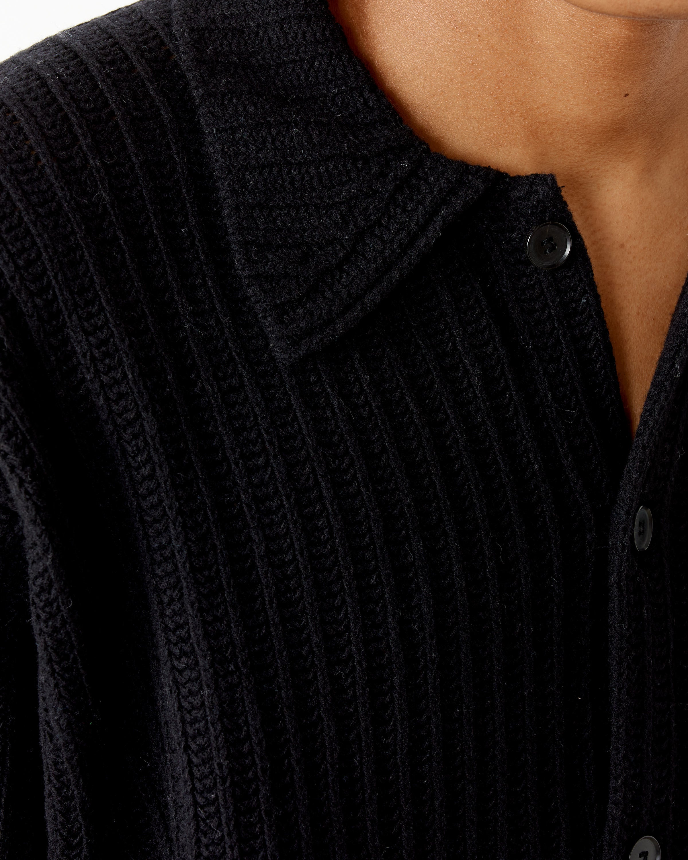 Brushed Cotton Wool Rib Knit Shirt