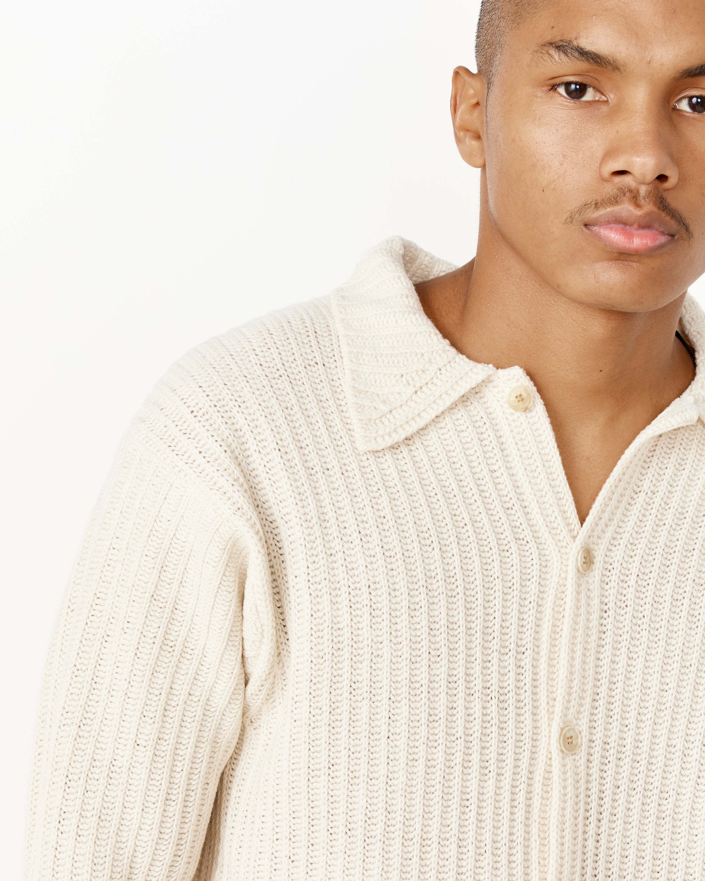 Brushed Cotton Wool Rib Knit Shirt