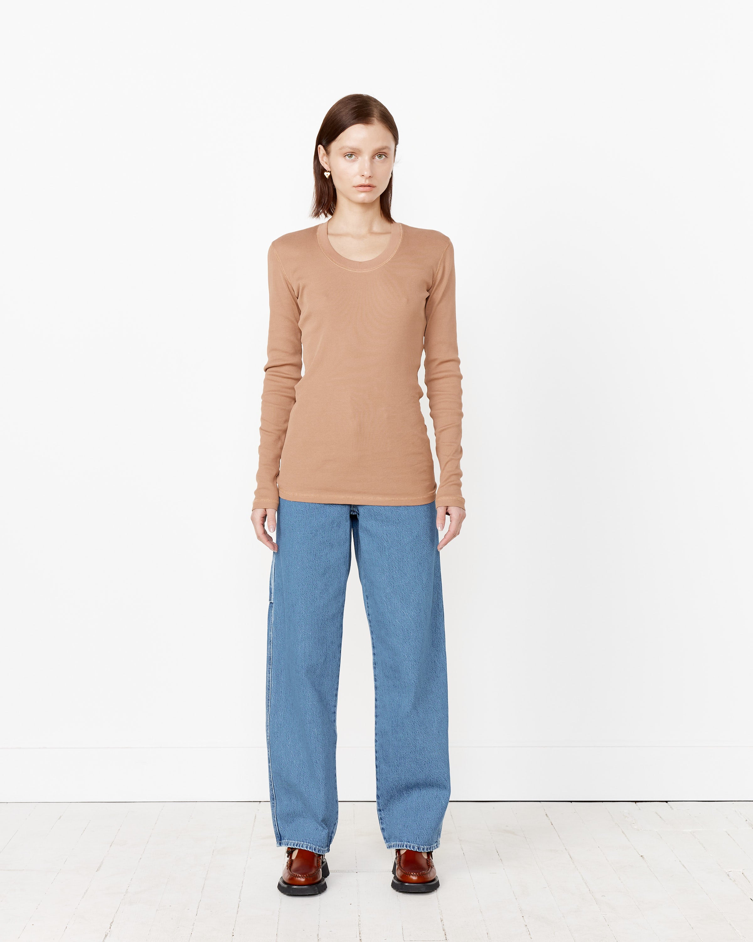 Rib Long-Sleeve T-Shirt in Raw Umber