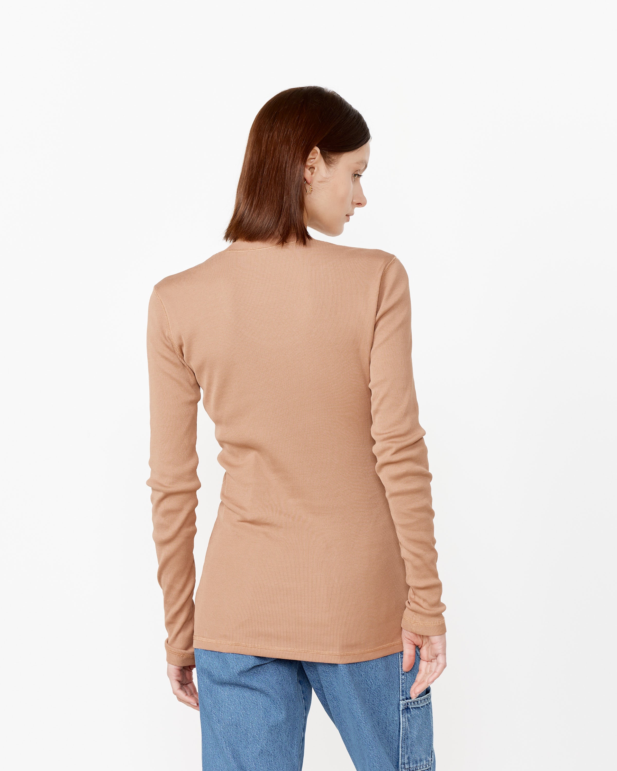 Rib Long-Sleeve T-Shirt in Raw Umber