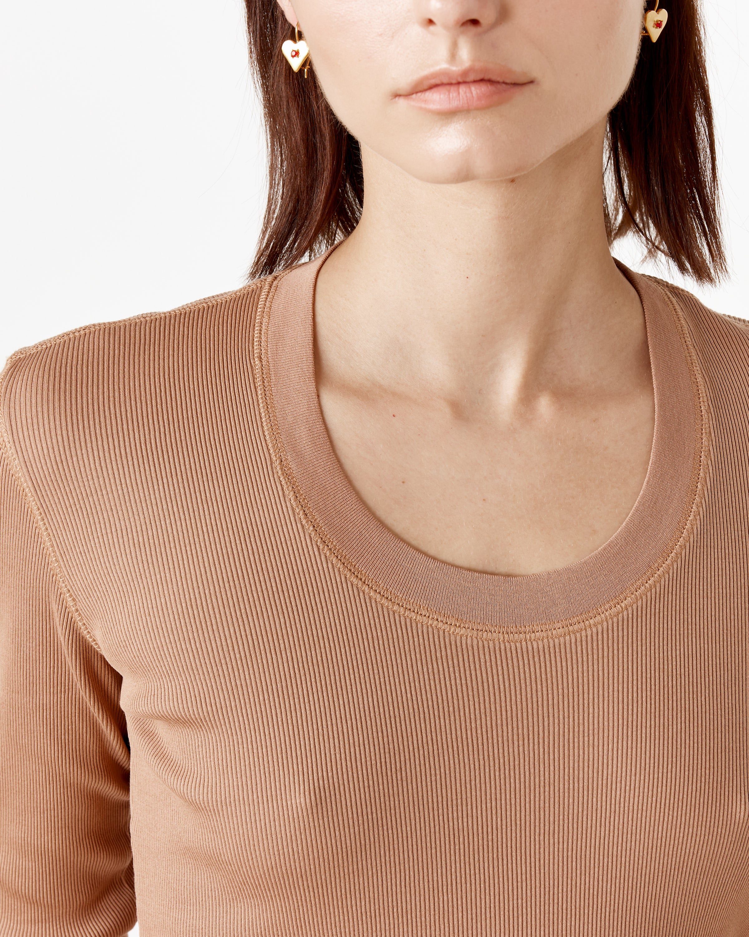 Rib Long-Sleeve T-Shirt in Raw Umber