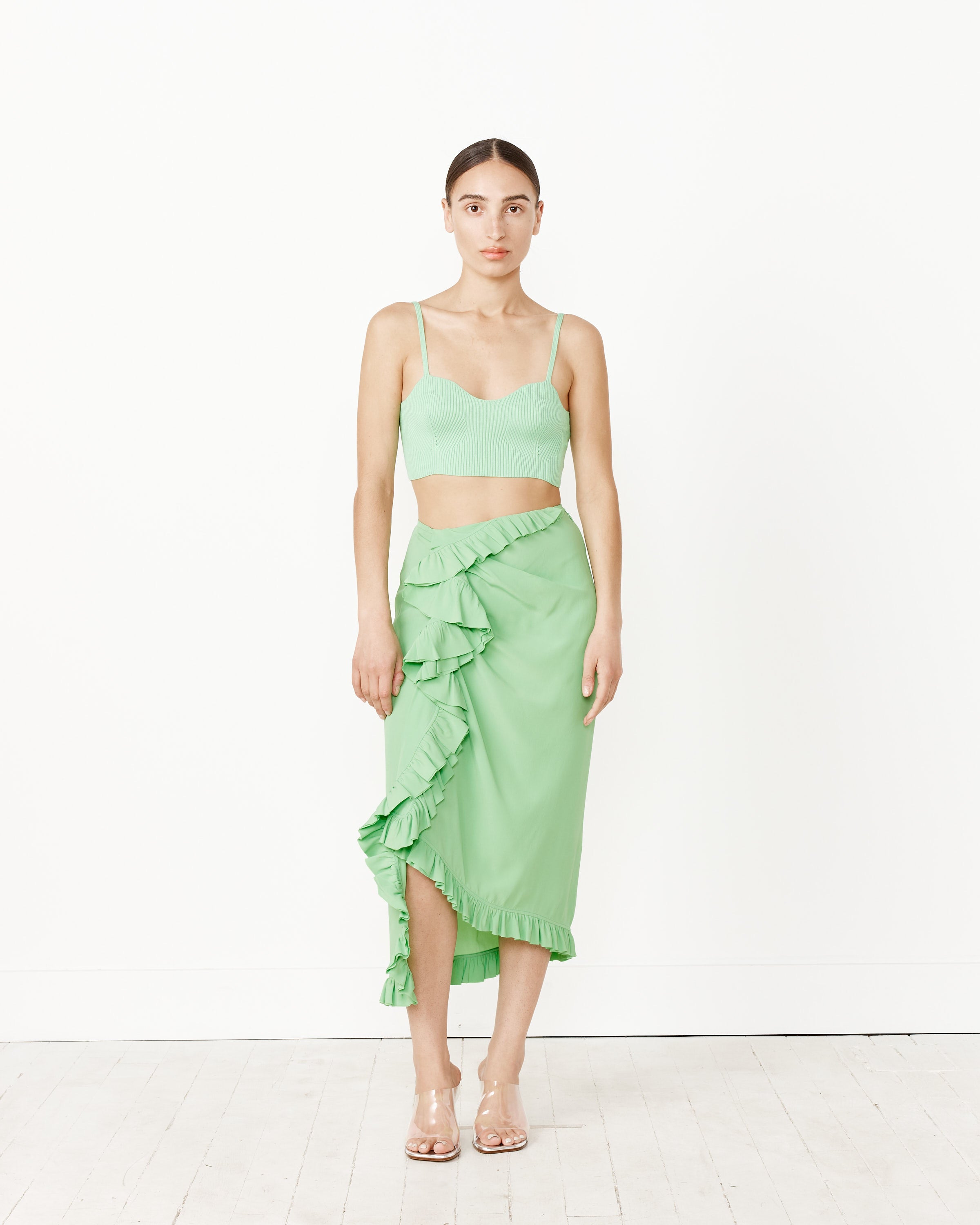 Ruffle Skirt in Light Green