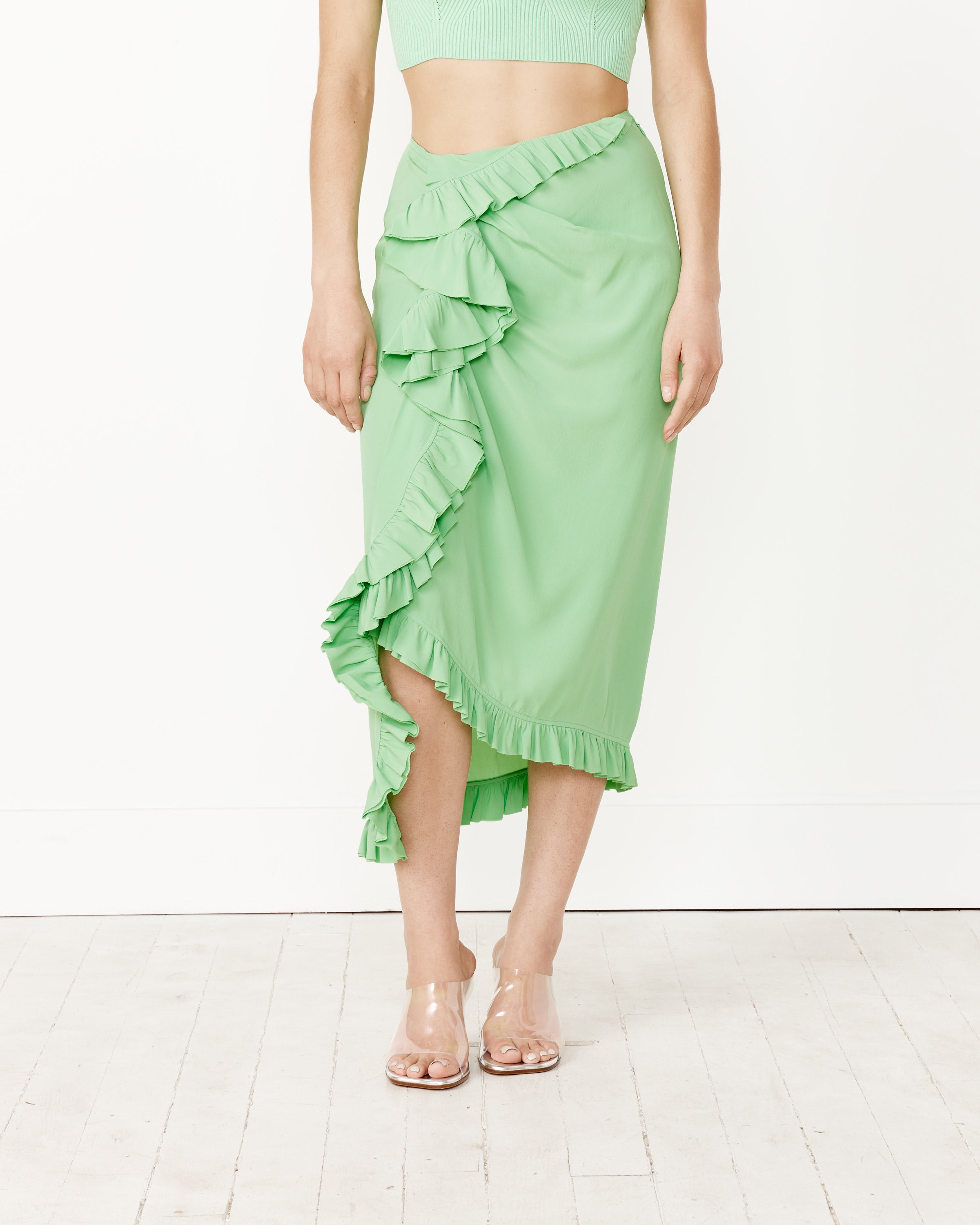 Ruffle Skirt in Light Green