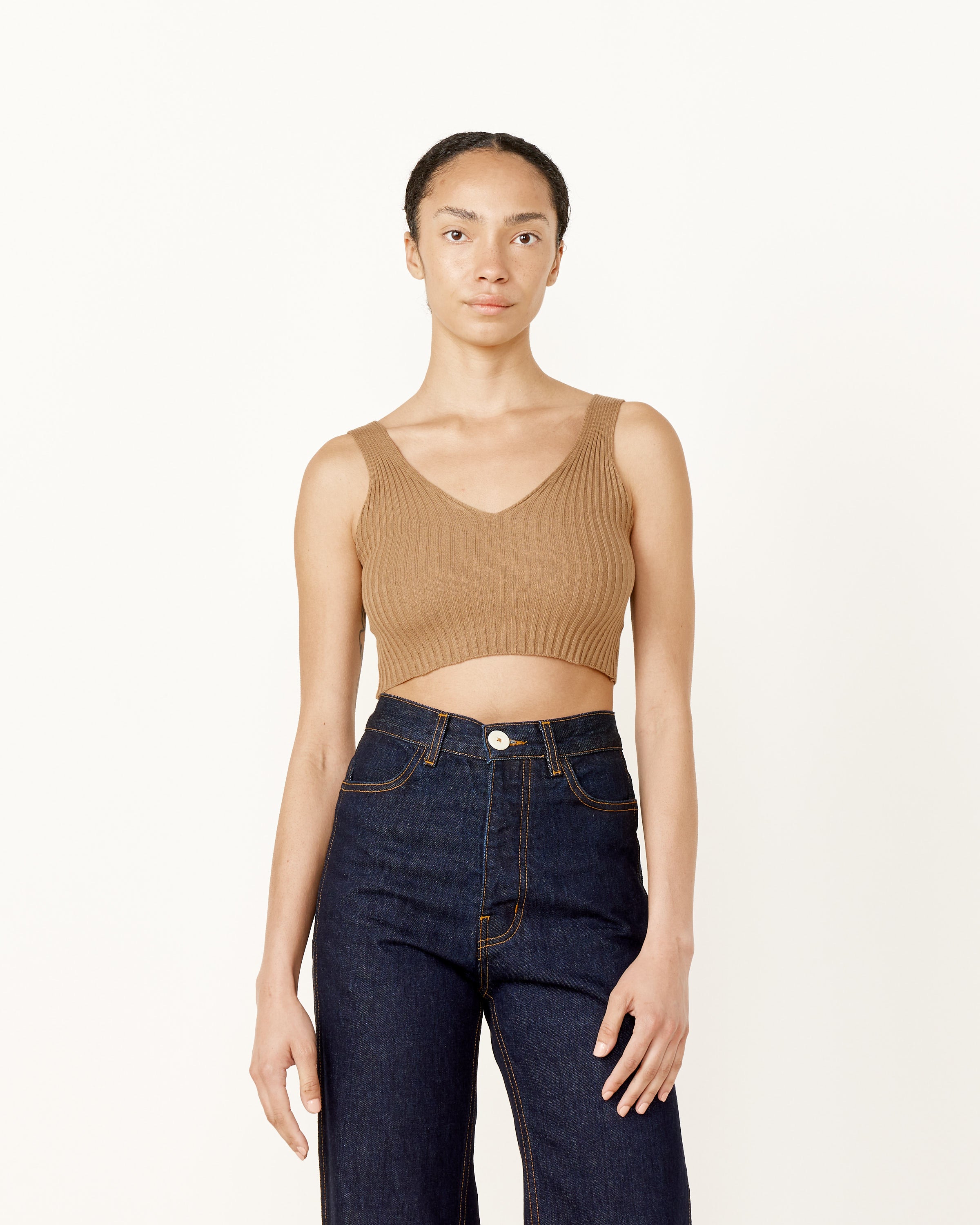 Knit V Neck Crop Top