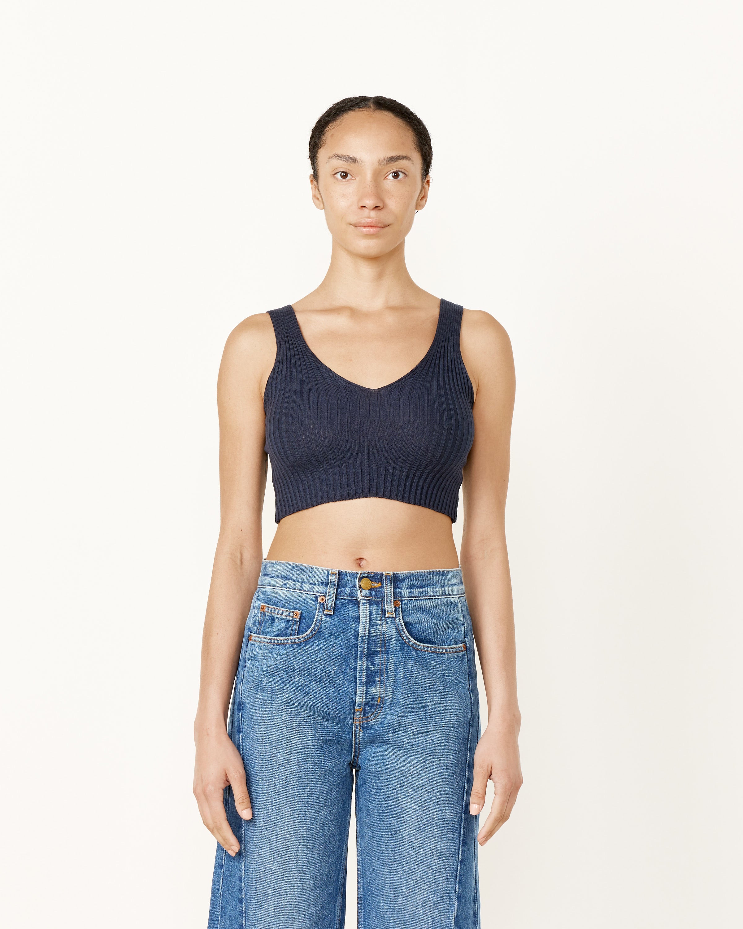 Knit V Neck Crop Top