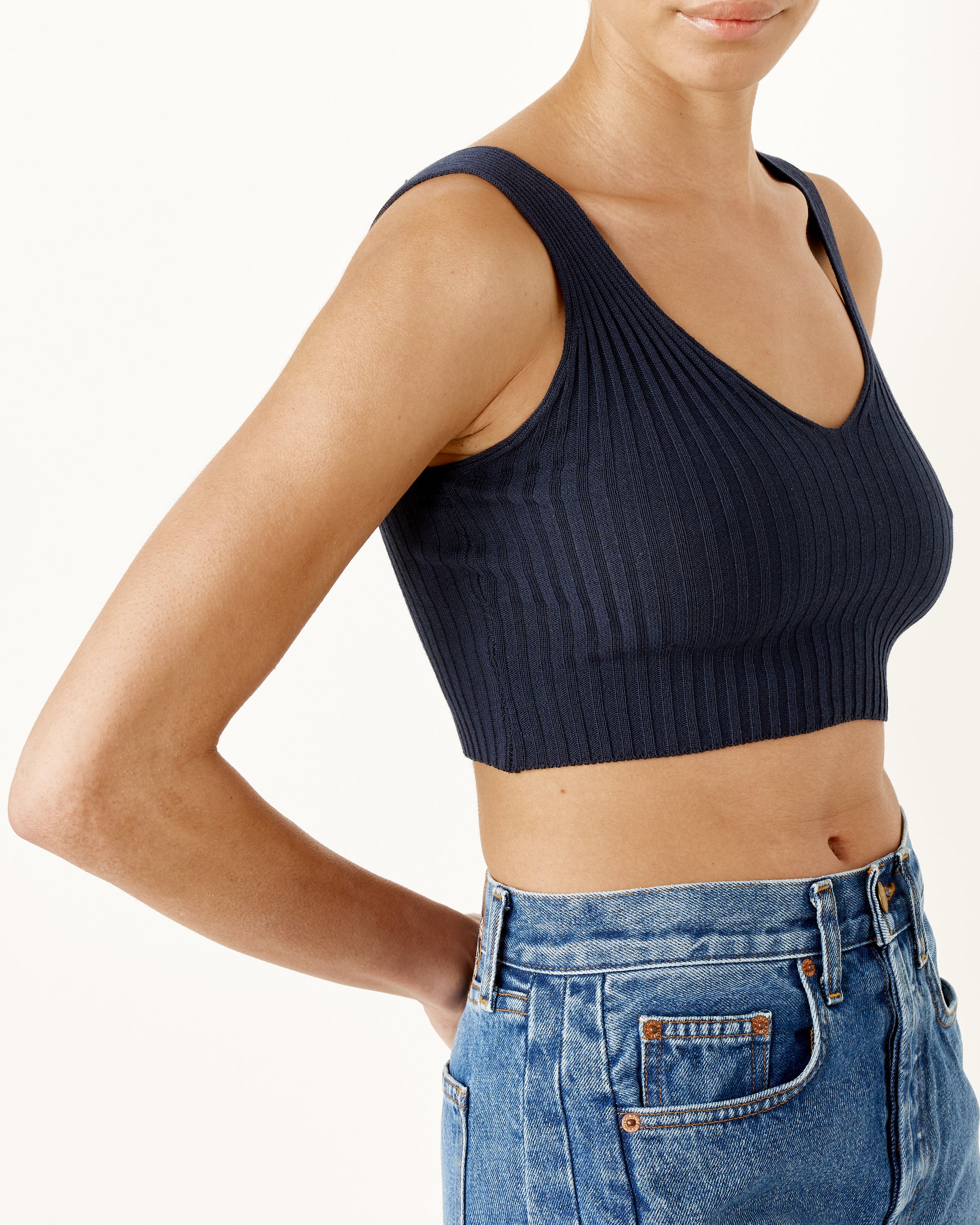 Knit V Neck Crop Top