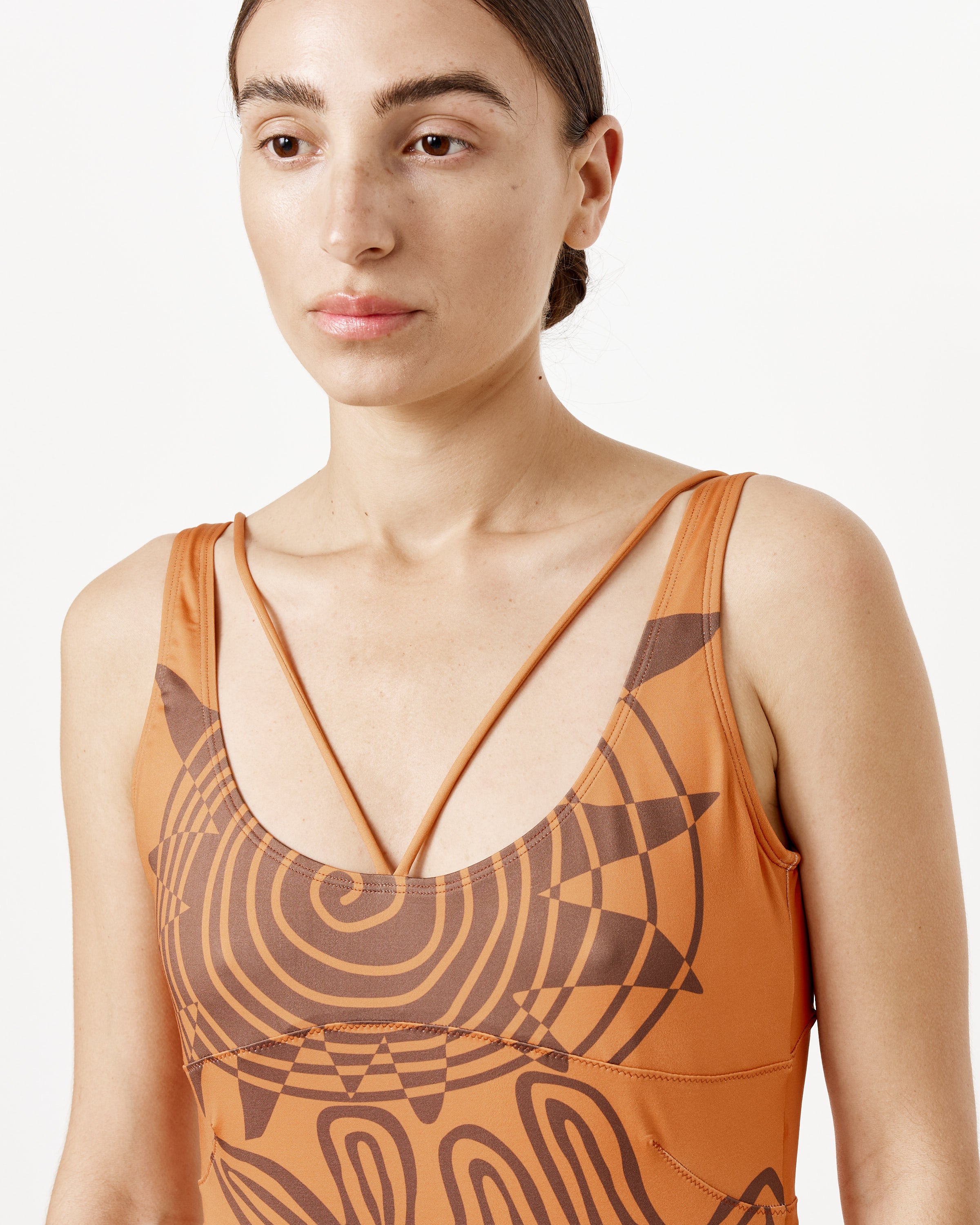 Le Maillot Signature One Piece in Arty Leaf Orange