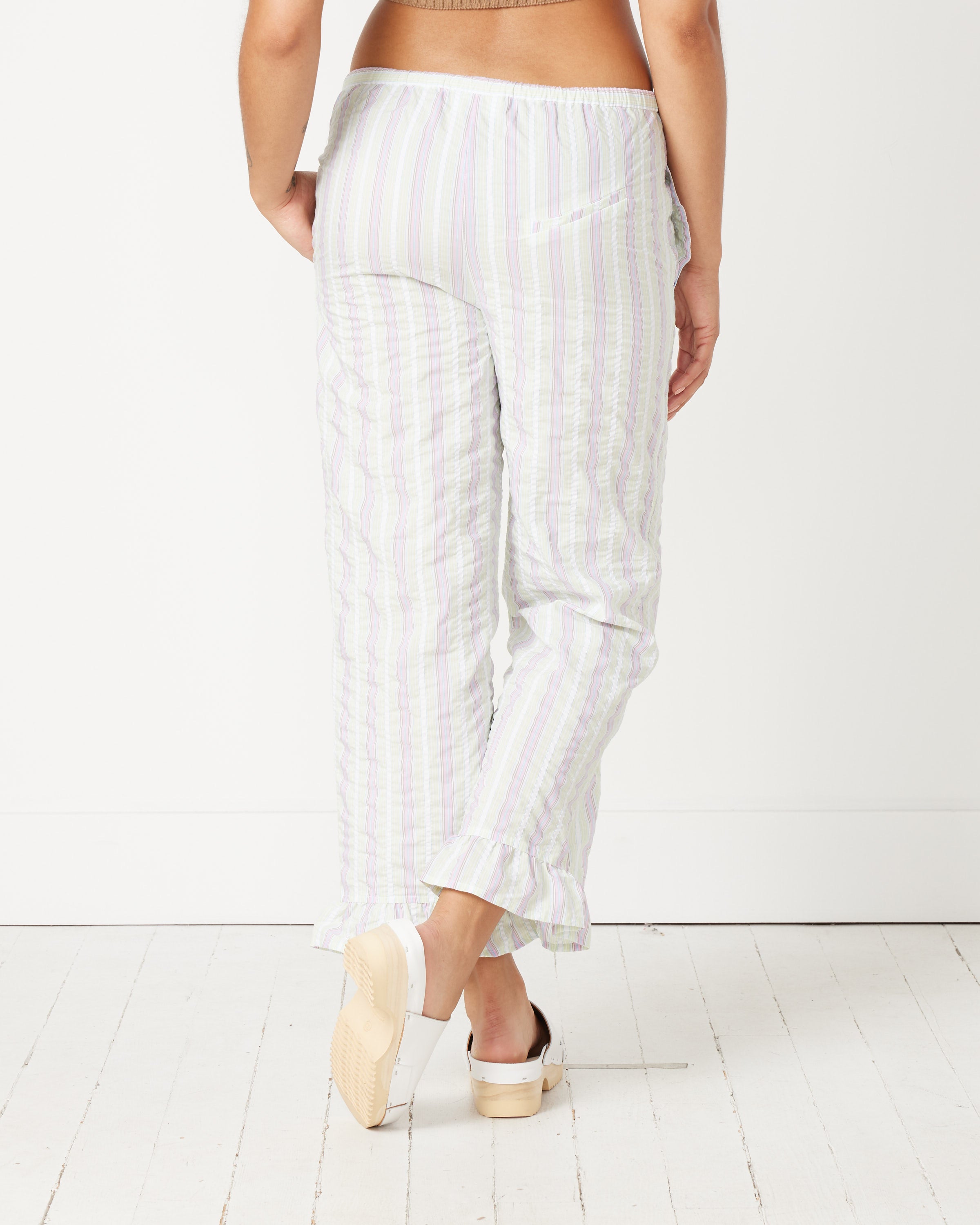 Seersucker Mid Waist Pant