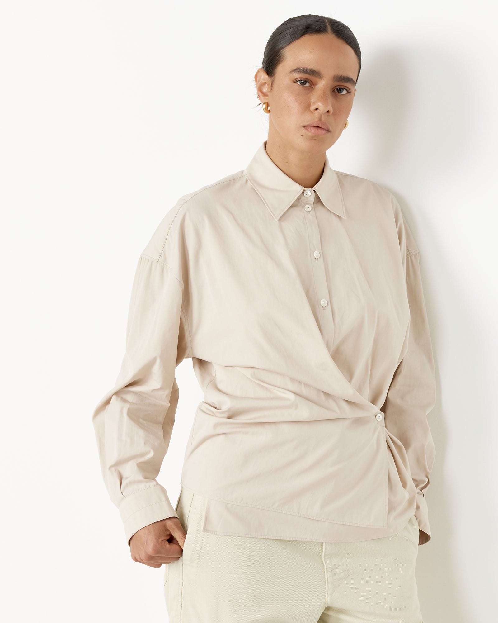 Straight Collar Twisted Shirt